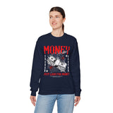 Money Motivation Hustler Mindset Graphic Print Unisex Heavy Blend Crewneck Sweatshirt Streetwear Ambition Pullover