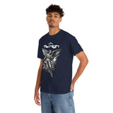 Fly High Angel Design Unisex Heavy Cotton Tee Streetwear Graphic T Shirt Spiritual Guardian Winged Warrior Style