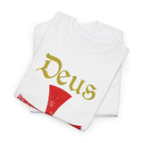 Deus Vult Unisex T Shirt Medieval Crusader Cross Graphic Tee Warrior Knight Inspired Vintage Christian Symbol Heavy Cotton Streetwear