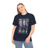 Three Chaos Faces Graphic T Shirt Dark Clown Villain Comic Style Streetwear Unisex Oversized Aesthetic Statement Tee