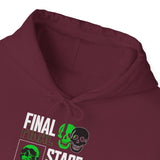 Final Stage Unisex Heavy Blend Hooded Sweatshirt Graphic Hoodie Black Skull Neon Green Streetwear Futuristic Cyberpunk Bold Artistic Fashion Outfit