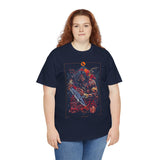 Guerrero Warrior Unisex Heavy Cotton Tee Tribal Strength Mythical Art Design Bold Red Battle Graphic Streetwear for Fighters, Heroes, and Cultural Legends