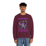 Butterfly Holographic Unisex Heavy Blend Crewneck Sweatshirt Graphic Pullover Black Streetwear Where Elegance Takes Flight Trendy Aesthetic Fashion Outfit