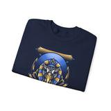 Eye Of Eternity Sweatshirt Unisex Premium Fleece Gold And Blue Egyptian Owl Pharaoh Design Symbolic Streetwear Spiritual Calm Comfort For Creative Souls