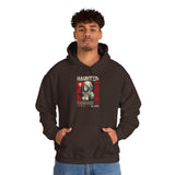Haunted Warrior Unisex Heavy Blend Hooded Sweatshirt Graphic Hoodie Black Samurai Ninja Fighter Bold Red Streetwear Futuristic Artistic Fashion Outfit