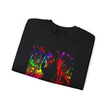Reaper Of Neon Flames Sweatshirt Cosmic Skull Glow Design Unisex Heavy Blend Streetwear For Power Seekers, Dreamers, And Night Explorers