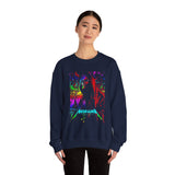 Reaper Of Neon Flames Sweatshirt Cosmic Skull Glow Design Unisex Heavy Blend Streetwear For Power Seekers, Dreamers, And Night Explorers