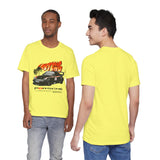 Black Widebody Turbo Racing Car Graphic Unisex Heavy Cotton Tee Streetwear Speed Culture Shirt for Car Enthusiasts