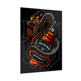 Inferno Spirit Fiery Dragon Whiskey Bottle Matte Vertical Poster Bold Bar Wall Art Gothic Biker Decor Streetwear Aesthetic Tattoo Flame Design Symbol of Rebellion Passion and Energy
