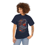 Inferno Spirit Fiery Dragon Whiskey Bottle Unisex Heavy Cotton Tee Bold Biker Streetwear Artistic Snake Flame Design Symbol of Power Energy and Rebellion Graphic Shirt