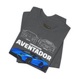 Blue Hypercar Blueprint Unisex Heavy Cotton Tee High Performance Streetwear Design for Car Enthusiasts Racers and Speed Lovers