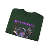 Butterfly Holographic Unisex Heavy Blend Crewneck Sweatshirt Graphic Pullover Black Streetwear Where Elegance Takes Flight Trendy Aesthetic Fashion Outfit