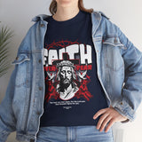 Faith Over Fear Jesus Crown Of Thorns Unisex Heavy Cotton Tee Christian Graphic Bold Religious Streetwear Motivational Bible Verse T Shirt