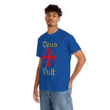 Deus Vult Unisex T Shirt Medieval Crusader Cross Graphic Tee Warrior Knight Inspired Vintage Christian Symbol Heavy Cotton Streetwear
