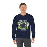 Destiny Fearless Pursuit of Happiness Unisex Heavy Blend Crewneck Sweatshirt Gothic Skeleton Hands Globe Graphic Streetwear Bold Motivational Pullover