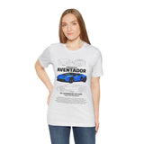Aventador Blue Hypercar Blueprint Unisex Heavy Cotton Tee High Performance Streetwear Design for Car Enthusiasts Racers and Speed Lovers