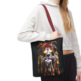 Rasta Lion Eco Tote Bag Vibrant Reggae Inspired Artistic Lion with Headphones Jamaican Island Style Bold Art Print Durable Cotton Canvas Bag for Music Lovers Travel or Daily Use by KLASSORO