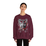 Money Bright Unisex Heavy Blend Crewneck Sweatshirt Angel Statue Graphic Gothic Streetwear Red Neon Artistic Fashion Pullover