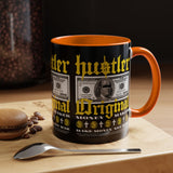 Hustler Original Money Maker Accent Coffee Mug 11oz 15oz Streetwear Bold Dollar Bill Graphic Motivational Entrepreneur Ceramic Cup