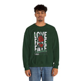 Love Fake Friendship Rose Crewneck Comfortable Unisex Sweatshirt Bold Graphic Streetwear Pullover Empowering Artistic Floral Design For Self Expression Perfect Gift For Friends Birthdays Cozy Days Casual Wear