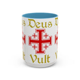 Deus Vult Accent Coffee Mug 11oz 15oz Red Cross Knight Crusader Ceramic Cup Bold Medieval Design Christian Symbol Faith Inspired Coffee Tea Gift Drinkware