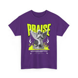 Praise Angel Statue Graphic Unisex Heavy Cotton Tee Spiritual Gothic Streetwear T-Shirt