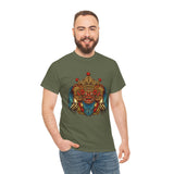 Unisex Balinese Barong Mask Graphic T Shirt Mythical Cultural Warrior Spirit Inspired Tee Tribal Festival Art Streetwear Heavy Cotton Top