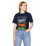 Street Racing Trio JDM Cars Graphic Unisex Heavy Cotton Tee for Drift Fans Performance Lovers and Streetwear Enthusiasts
