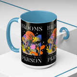 Blooms Person Accent Coffee Mug 11oz 15oz Abstract Floral Head Artistic Colorful Modern Creative Design Black White Ceramic Tea Cup Streetwear Inspired Artistic Fashion Drinkware