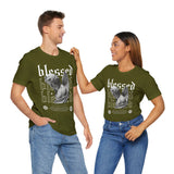 Blessed Angel Statue Graphic Unisex Jersey Short Sleeve Tee Gothic Streetwear Aesthetic Spiritual Bold Artistic Fashion T Shirt