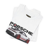 Porsche High-Performance Track Machine Blueprint Design Unisex Heavy Cotton Tee Powerful Street Racing Inspired Graphic Shirt