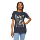 Blessed Angel Statue Graphic Unisex Jersey Short Sleeve Tee Gothic Streetwear Aesthetic Spiritual Bold Artistic Fashion T Shirt