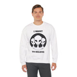 Unisex I Want To Believe Alien Crewneck Sweatshirt UFO Graphic Pullover Extraterrestrial Space Themed Sci Fi Conspiracy Inspired Paranormal Streetwear