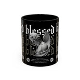 Blessed Angel Statue Graphic Accent Coffee Mug 11oz 15oz Gothic Streetwear Aesthetic Spiritual Artistic Ceramic Drinkware