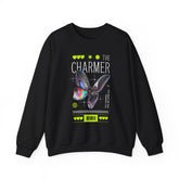 The Charmer Unisex Heavy Blend Crewneck Sweatshirt Futuristic Butterfly Neon Cyber Aesthetic Graphic Pullover Streetwear Fashion