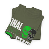 Final Stage Unisex Heavy Cotton Tee Graphic Black T Shirt Skull Neon Green Streetwear Futuristic Cyberpunk Bold Artistic Fashion Outfit
