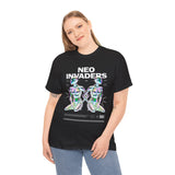 Neo Invaders Futuristic Holographic Graphic Unisex Heavy Cotton Tee Bold Sci Fi Cyberpunk Streetwear Statement T Shirt