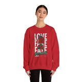 Love Fake Friendship Rose Crewneck Comfortable Unisex Sweatshirt Bold Graphic Streetwear Pullover Empowering Artistic Floral Design For Self Expression Perfect Gift For Friends Birthdays Cozy Days Casual Wear