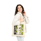 Not Alone Alien Tote Bag Sci Fi Extraterrestrial UFO Design Canvas Bag Space Lover Reusable Eco Friendly Durable Shopping Travel Lifestyle Tote Cotton Canvas Tote Bag