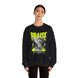 Praise Angel Statue Graphic Unisex Heavy Blend Crewneck Sweatshirt Gothic Spiritual Streetwear Pullover