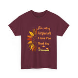 Ho’oponopono Sunflower Unisex T Shirt Healing Affirmation Tee Spiritual Gratitude Mindfulness Inspired Positive Energy Heavy Cotton Graphic Top