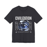 Civilization Eye Of Memory Graphic Unisex Jersey Short Sleeve Tee Futuristic Visionary Streetwear Bold Abstract Blue Eye T Shirt