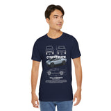 Cyber Truck Tesla Futuristic Electric Pickup Blueprint Art Unisex Heavy Cotton Tee Bold Streetwear Graphic Shirt For Car Lovers And Tech Enthusiasts