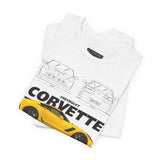 Yellow High Performance Sports Coupe Blueprint Art Unisex Heavy Cotton Tee Premium Streetwear For Car Enthusiasts Gearheads And Collectors