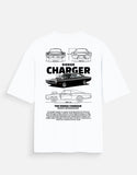Dodge Charger Oversized T Shirt Classic Muscle Car Blueprint Graphic Streetwear Tee