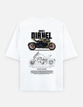Ducati Diavel Blueprint Graphic Oversized T Shirt Premium Cruiser Bike Streetwear Cotton Rider Tee