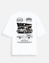 Back To The Future Delorean DMC 12 Oversized T Shirt Retro Movie Car Blueprint Streetwear Tee
