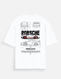 Porsche 911 GT3 RS Oversized T Shirt Sports Car Blueprint Graphic Streetwear Tee