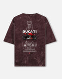 Ducati Streetfighter Acid Wash Oversized T Shirt Naked Superbike Motorcycle Blueprint Graphic Streetwear Tee
