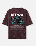 Yamaha MT03 Acid Wash Oversized T Shirt Naked Bike Graphic Streetwear Motorcycle Rider Tee
